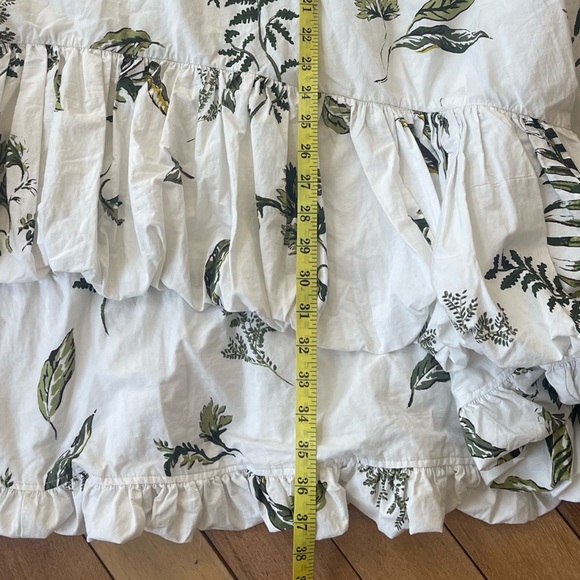 Anthropologie High-Low Bubble Skirt | Green Fern Botanical Print/Cotton/Medium - Picture 7 of 14